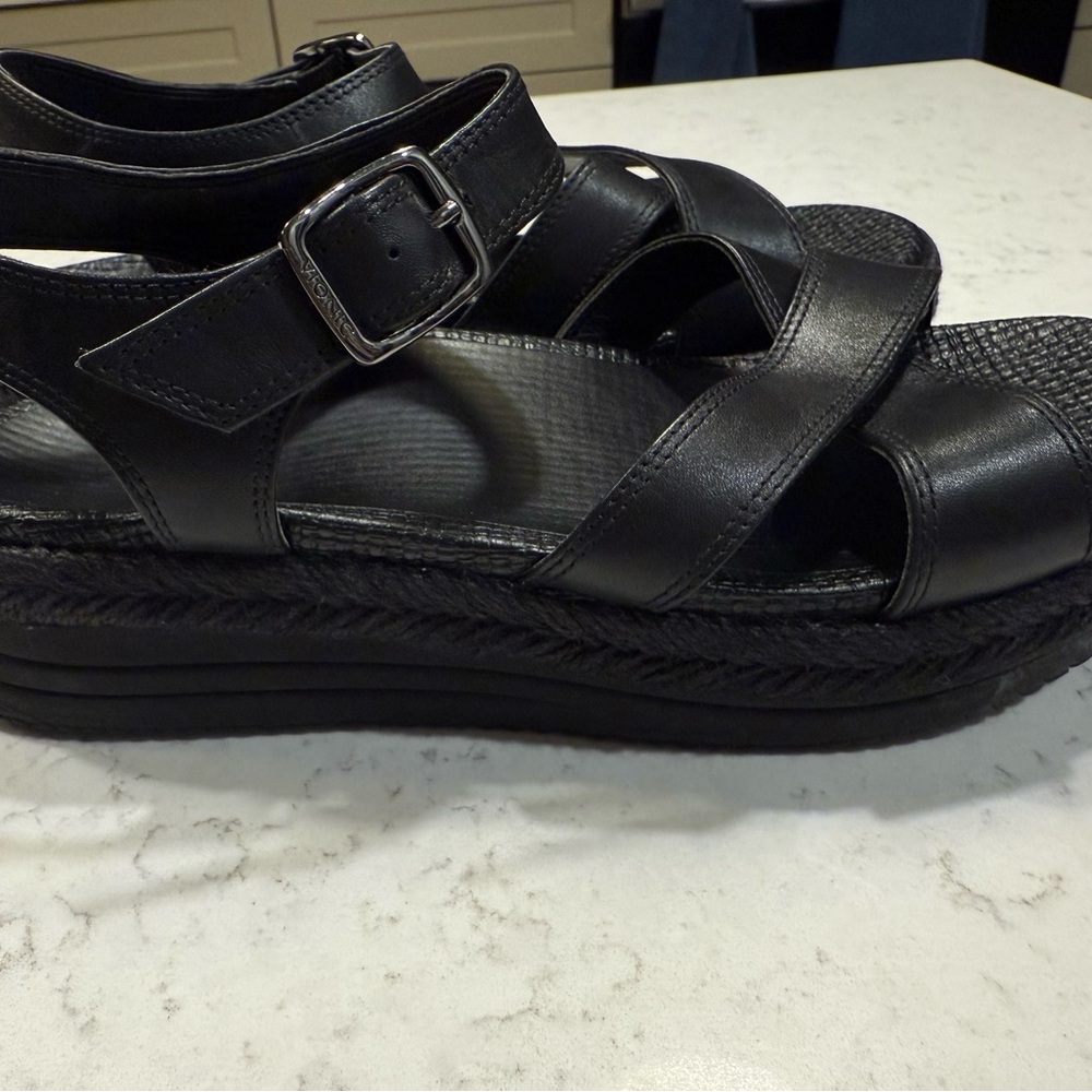 Vionic Strappy Black Platform Sandals- Leather - image 6